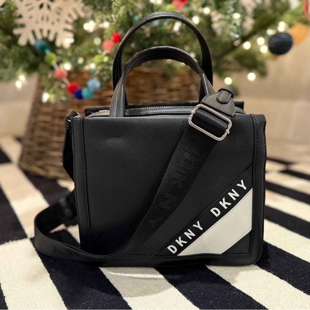 New with Tags! DKNY Bond Satchel {Black and White Crossbody Bag}